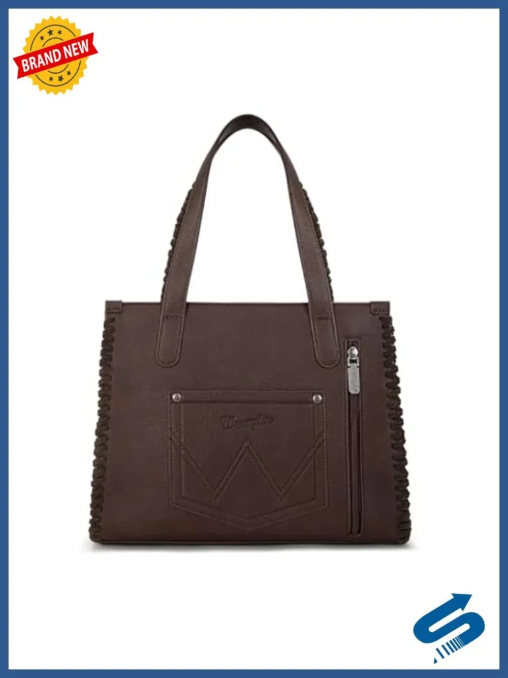 Canvas & Synthetic Leather Tote Bag with Crossbody Strap Western Cowboy Print